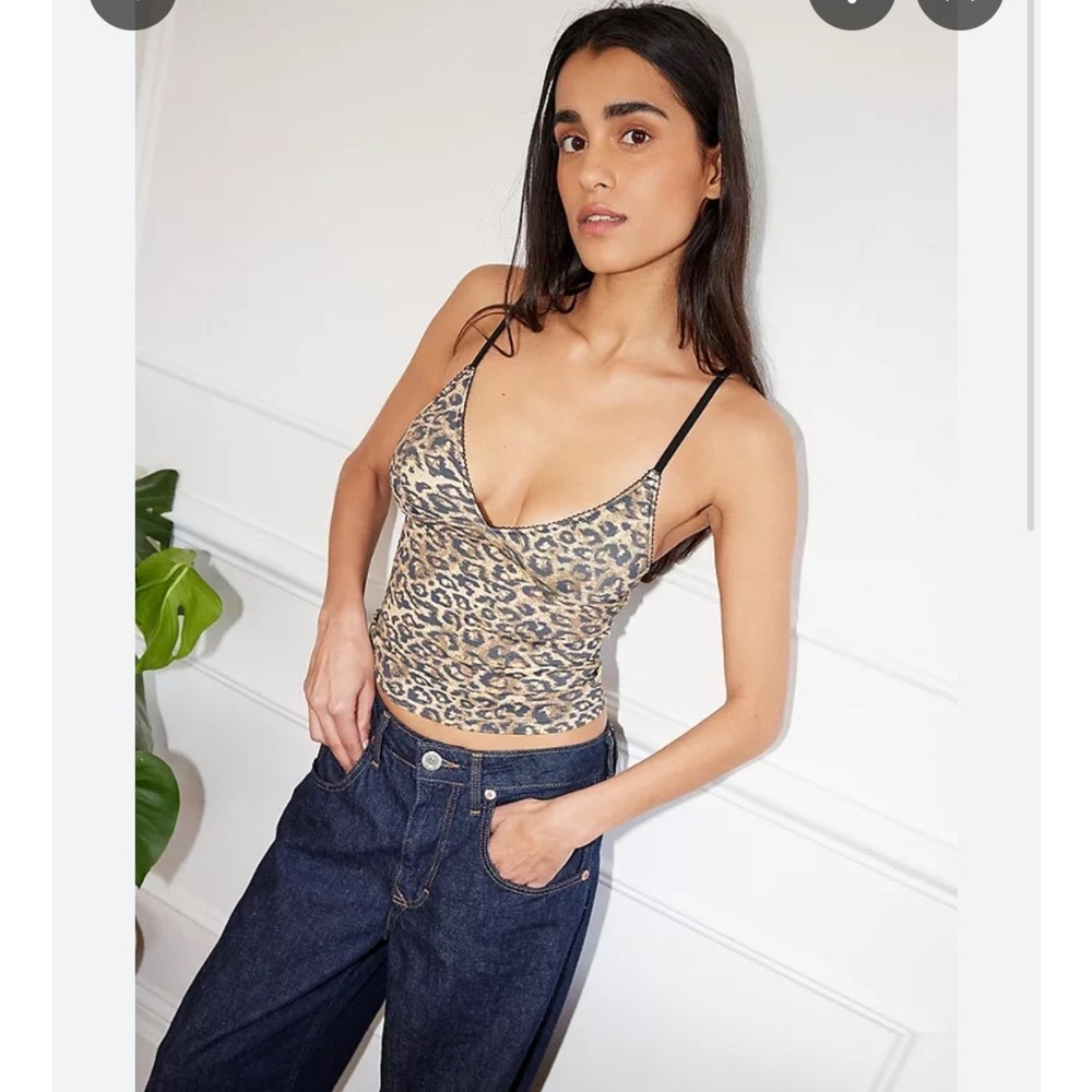 Out‎ From Under Leopard Print Cami Cropped Camisole Tank Top Size S Y2K Boho